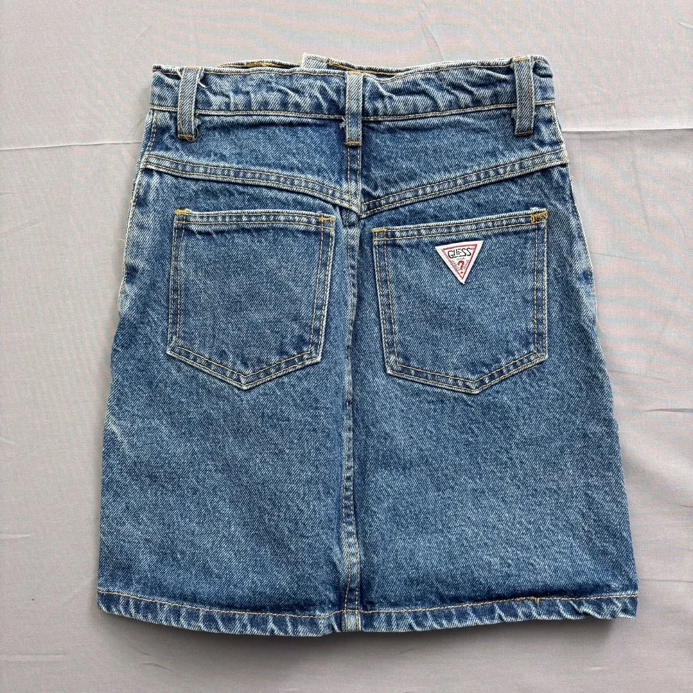 Vintage Guess USA Denim Mini Skirt High Waisted Medium Wash Blue Size‎ 12 Girls